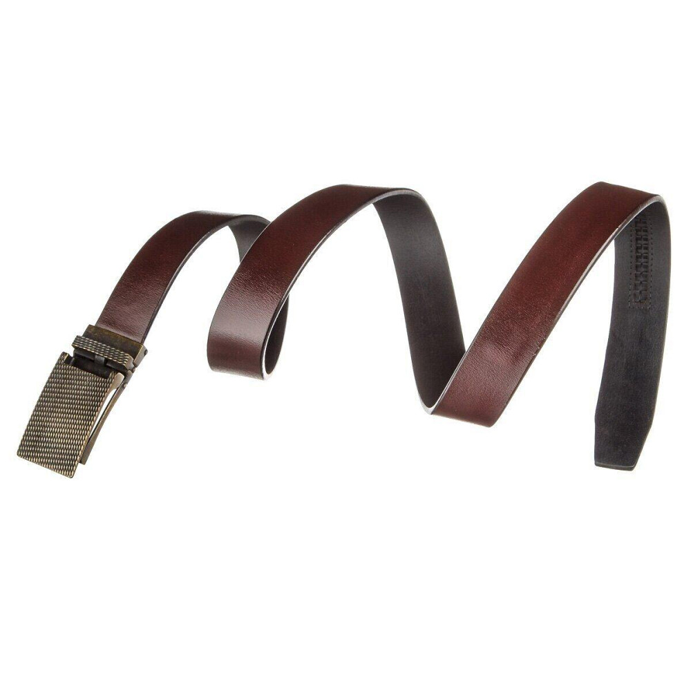 Оригинальный мужской ремень с автоматической латунной пряжкой Vintage 20214 Коричневый Киев - изображение 3