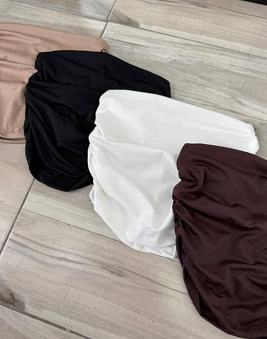 Жіночий літній базовий топ-бандо з турецького мікродайвінгу «elastic» Шоколад Одеса - фото 2