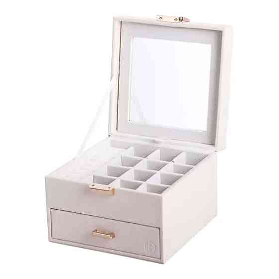 Скринька для прикрас з еко шкіри 2 яруси органайзер для ювелірних виробів HP-5-2W Київ