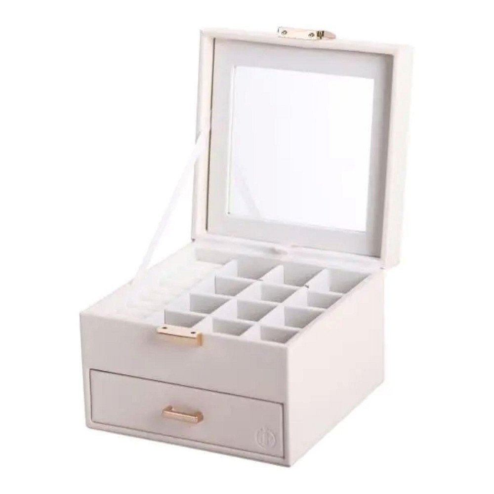 Скринька для прикрас з еко шкіри 2 яруси органайзер для ювелірних виробів HP-5-2W Київ - фото 5