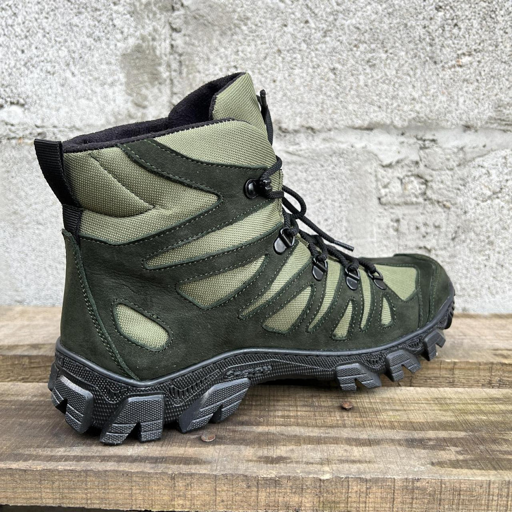Тактичні демісезонні черевики зелені, чоловічі, посилений носок, шкіра нубук, нековзка підошва, міцні Львів - фото 7