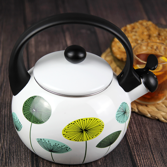 Чайник 2,2л емальований зі свистком з малюнком 