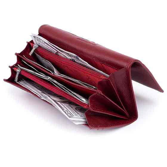 Гаманець на магнітах з клапаном жіночий ST Leather 19244 Бордовий Київ