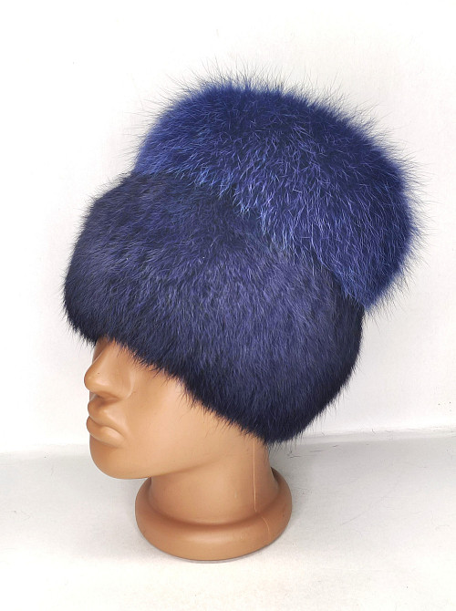 Шапка меховая женская Венера Синий Харьков - изображение 4
