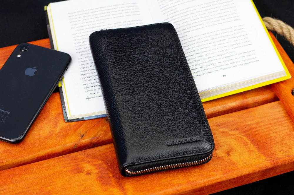 Чорний чоловічий гаманець-клатч на блискавці з натуральної шкіри Marco Coverna MC-802-1 Київ - фото 9