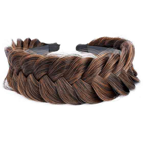 Плетена пов'язка Gledola Wide Messy Braided Headband Auburn синтетична руде волосся еластична з зубцями коса для жінок і дівчат Київ