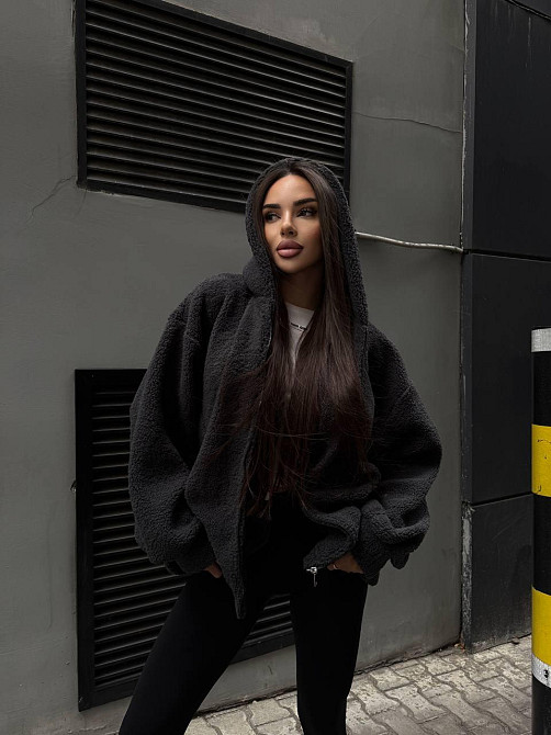 Жіночий повсякденне тепле хутряне хутро тенди Графіт Одеса - фото 4