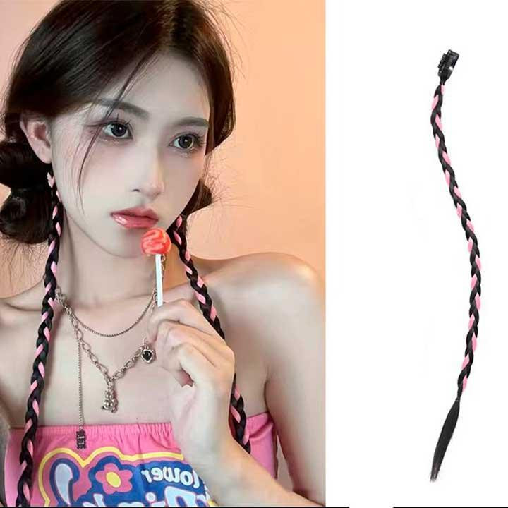 Канекалон тонкі косички на шпильці 45 см "Чорно-рожевий" Накладні коси Вінниця - фото 2