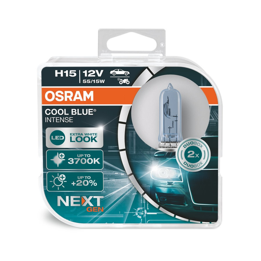 Комплект галогенових ламп OSRAM H15 64176CBN-HCB Cool Blue Intense NG +100% 3700K 55/15W 12V PGJ23T-1 (2 шт) Харьков - изображение 1