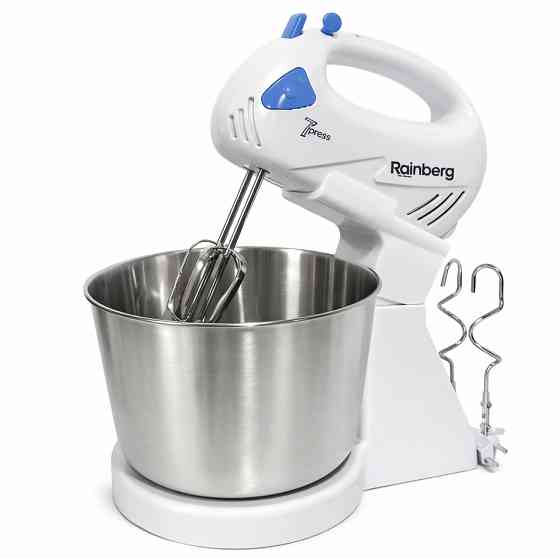 Стационарный электрический миксер с чашей Rainberg RB-1006 500W с насадками для замешивания теста Blue BQ-81 Львов