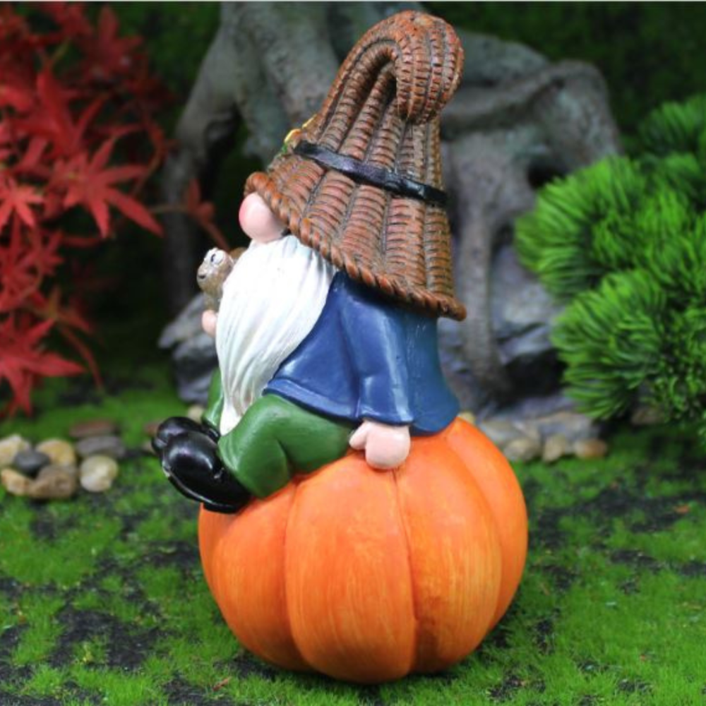 Садова фігурка Гном на гарбузі 3.6 х 3.4 х 2.5 см Полістоун Одеса - фото 3