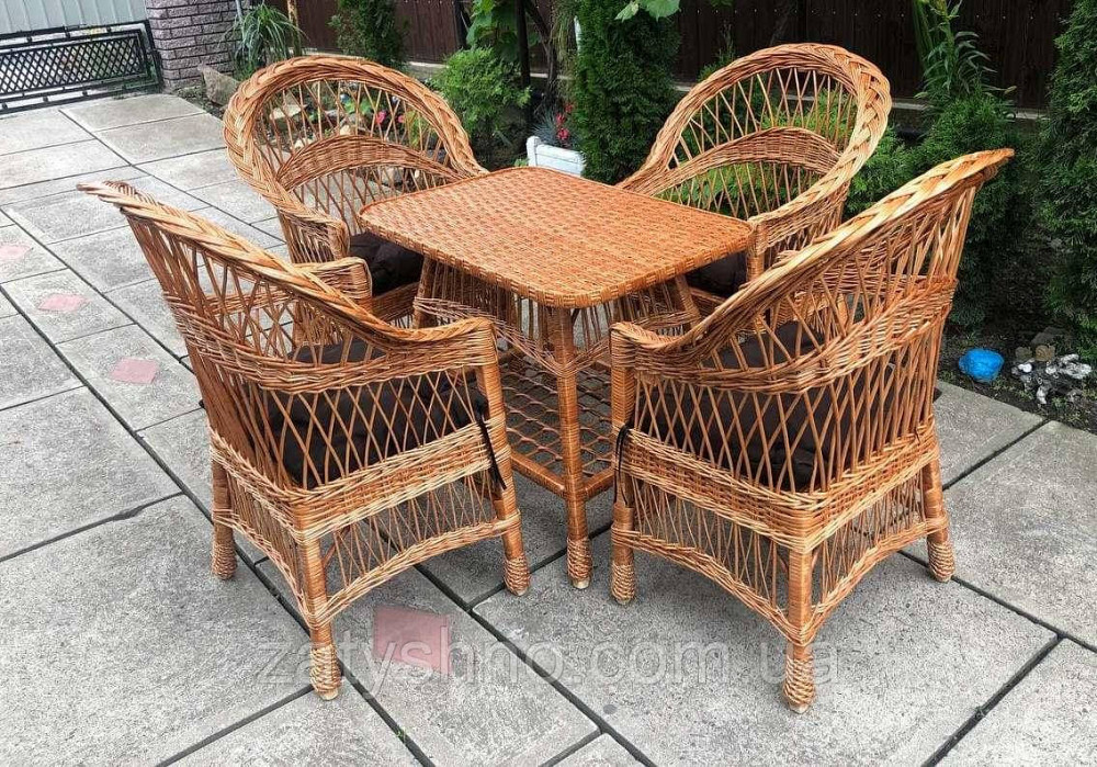Комплект плетеной мебели 4  кресла и стол Киев - изображение 3