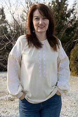 Вышиванка женская, натуральная льняная, топ 56/58 Киев