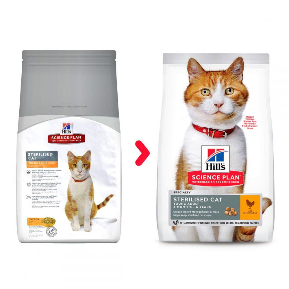 Корм для котів Хіллс Hills SP Sterilised Cat Young Adult сухий корм для стерилізованих і кастрованих котів з куркою 10+5 кг Вінниця - фото 3