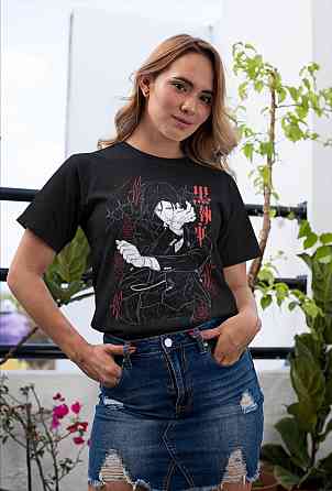 Футболка для хлопчика з аніме принтом Себастіан Мікхаеліс Блакк Бутлер оверсайз (зріст від 165 до 180) Чорний AnimeJ0149m Дніпро