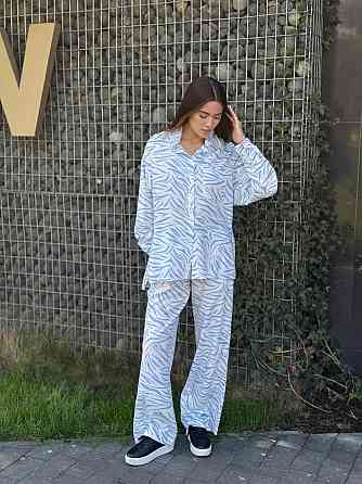 Костюм женский летний лен Голубой Животные принты XS-S Харьков