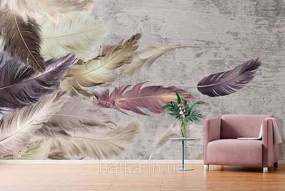 Шпалери вінілові на флізелін великі листя гілки на тлі стіни під штукатурку Київ