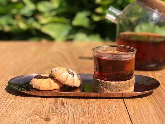 Набір чашок для чаю Olens "Button" 4 шт 125 мл скляна чашка з корковою вставкою Київ