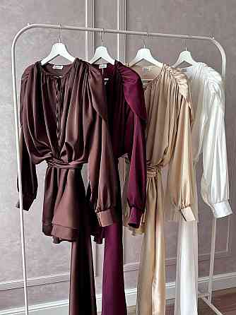 Женское легкое платье с объемной драпировкой шелк армани Шоколад Одесса