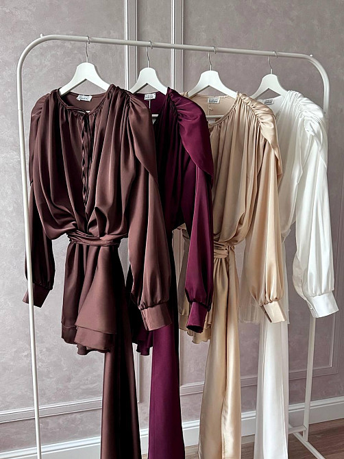 Женское легкое платье с объемной драпировкой шелк армани Шоколад Одесса - изображение 1