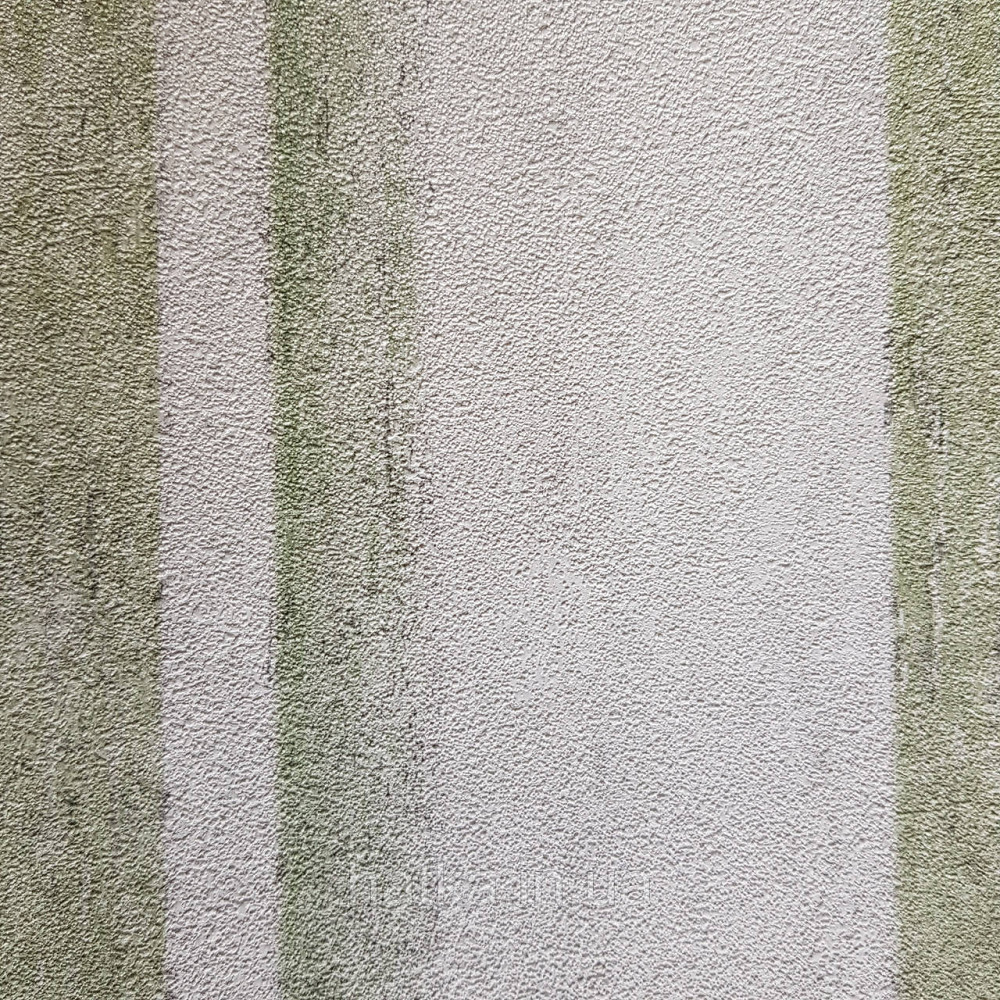 Шпалери вінілові на флізелін Rasch Linares 0.53х10 смуги широкі ефект потертості зелені білі 617771 Київ - фото 3