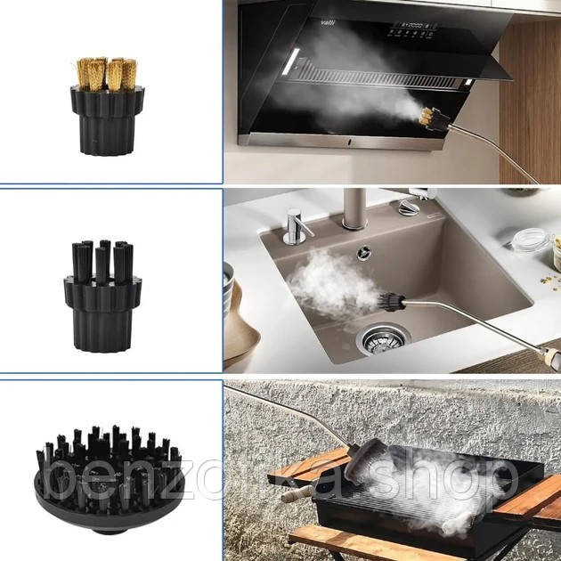 Пароочисник для прибирання 2200 Вт з 6 насадками Парова щітка, ручний відпарювач Київ - фото 2