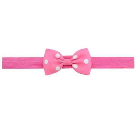 Дитяча рожева повязочка в горошок - окружність 36-60см, бантик 7,5 см Київ