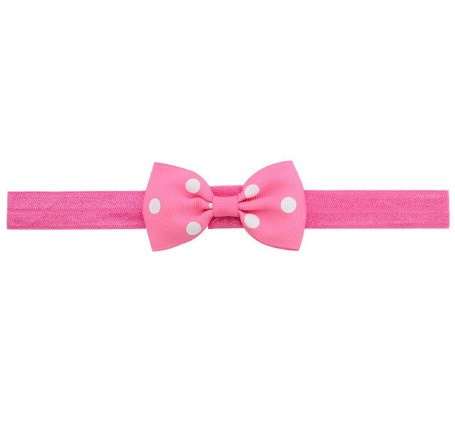 Детская розовая повязочка в горошек - окружность 36-60см, бантик 7,5см Киев - изображение 1