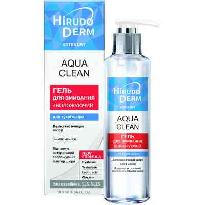 Гель для вмивання Біокон Hirudo Derm Extra-Dry Aqua Clean Зволожувальний 180 мл (4820008318725) Вінниця