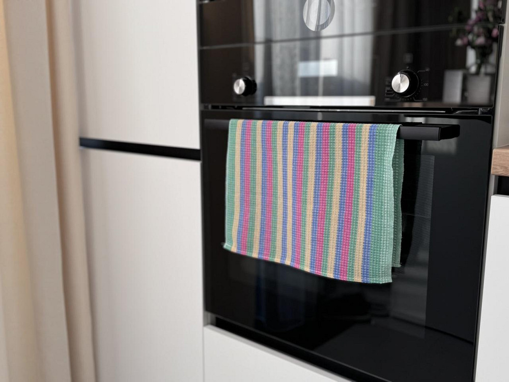 Укртекс Набір кухонних рушників вафельних Укртекс 3 шт 35х50 см різнокольорова смужка Киев - изображение 1