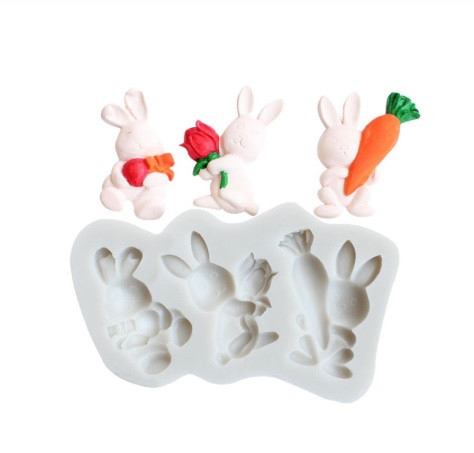 Молд силиконвый Заяц 157 на 92 мм серый Киев - изображение 3