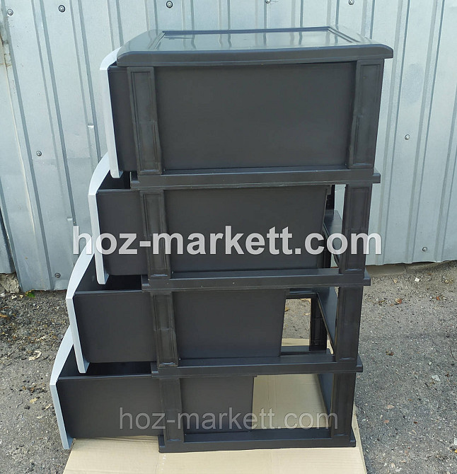 Тумбочка-комод пластиковий сірий на 4 ящики виробництво Україна Харків - фото 3