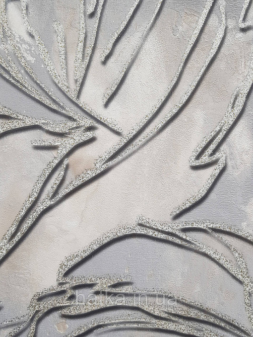 Обои виниловые на флизелине метровые Sintra Edelina листья золотистые на сером Киев - изображение 2