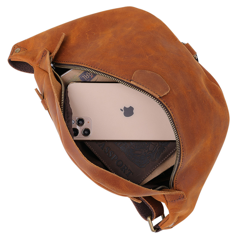 Кожаная мужская сумка на пояс Коричневый (Vintage) Киев - изображение 10