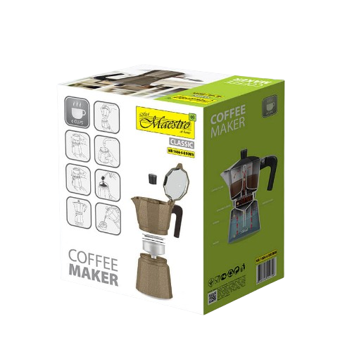 Кавоварка гейзерна 300мл (6 порцій) алюмінієва MR-1666-6-BROWN Espresso Moka Maestro Житомир