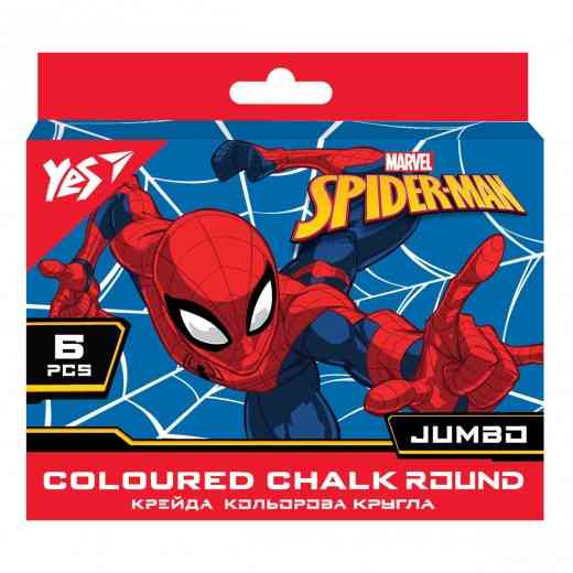 Крейда кольорова 6 шт. "Yes" JUMBO Marvel.Spiderman кругла, 400464, шт Київ
