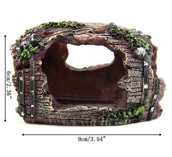 Декор для акваріума "Затонувший бочка" - розмір 6 на 9 см, смола, акваріумний декор черовний Київ