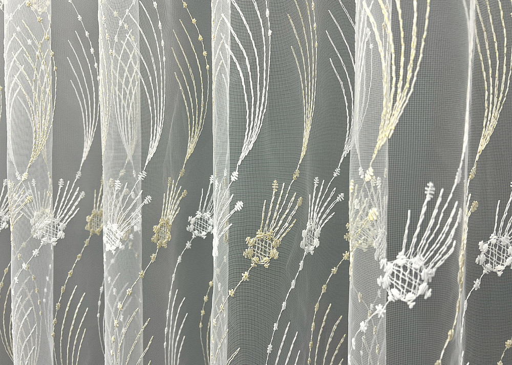 Тюль фатин с вышивкой и люрексом цвет молочный с золотистым 2014т Киев - изображение 4