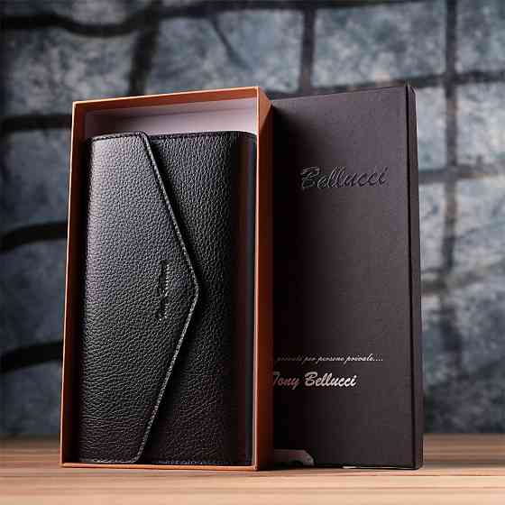 Містке портмоне для жінок з натуральної шкіри Чорний (Tony Bellucci) Київ