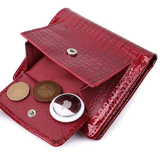 Лакированный кошелек для женщин среднего размера из натуральной кожи ST Leather 22685 Красный Киев