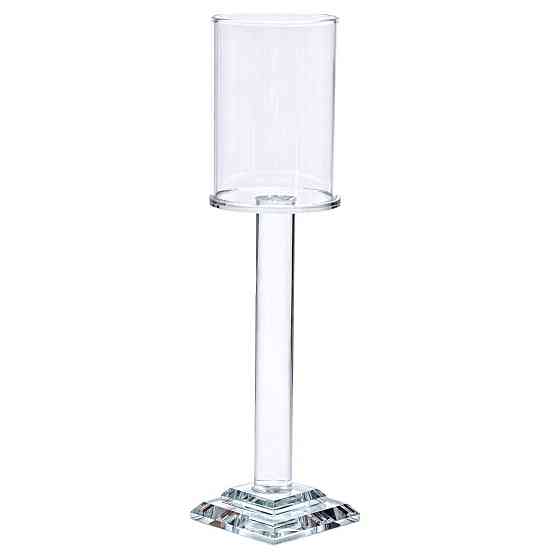 Декоративный стеклянный подсвечник на ножке 26 см Киев