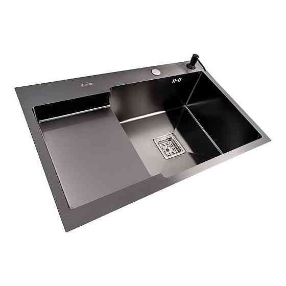 Кухонна мийка нержавійка CM 78*50C R VALESO Handmade PVD чорна з поглибленою полицею (3,0/0,8) Коломыя
