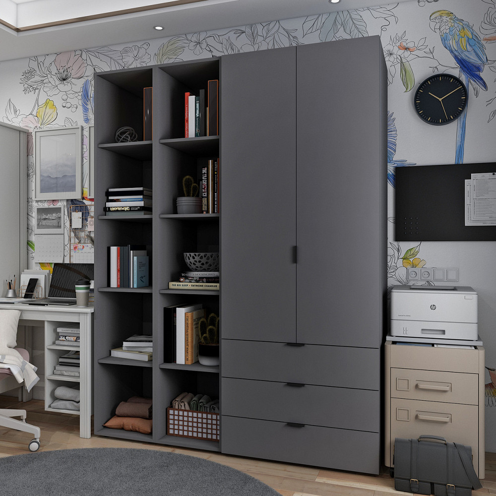 Комплект шкафов для одежды Doros Гелар (3 шт.) 153,9х49,5х203,4 см Графит (DRS-011143) Днепр - изображение 1