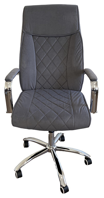 Офисное кресло руководителя Tehforward Dionis Velur хром Anyfix Серый Киев - изображение 2