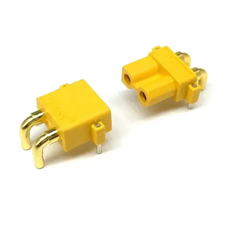 Разъём питания XT30PW угловой, 2-х контактный, комплект (штекер + гнездо) жёлтый Полтава - фото 1