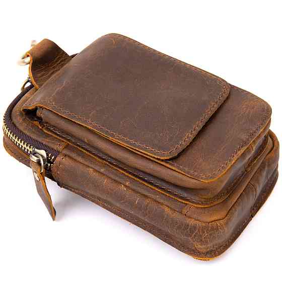 Сумка мужская на пояс Vintage 20419 Коричневая Киев