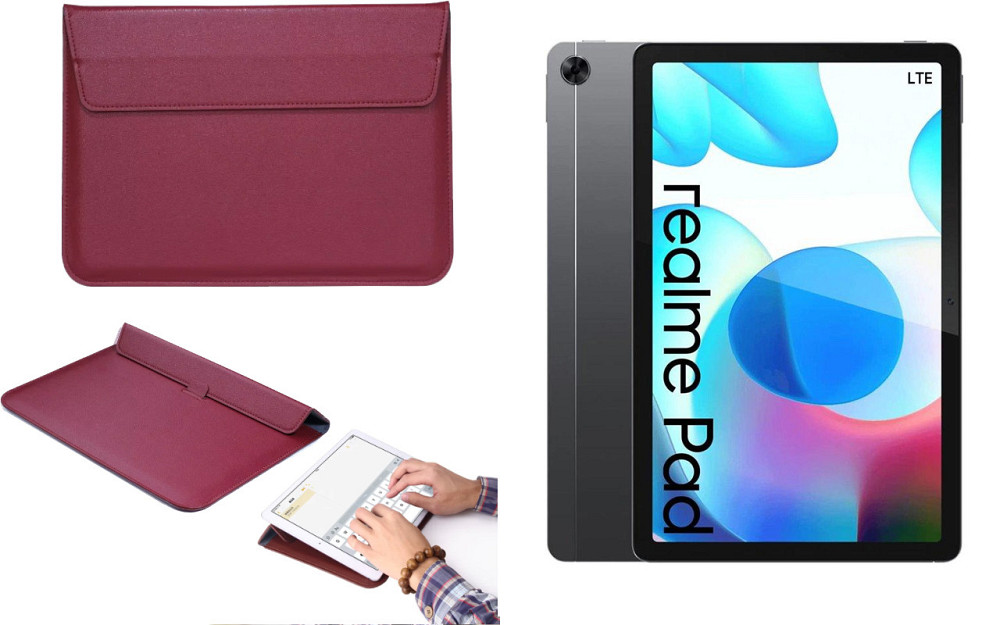 Чохол-конверт VitoCase для Realme Pad 10.4, з функцією підставки для планшета Бордовий Київ - фото 1