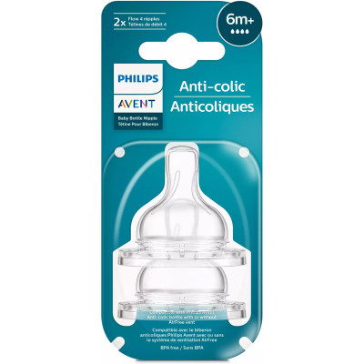 Соска Philips AVENT Анти-Колик, быстрый поток, от 6 мес. 2 шт (SCY764/02) Винница - изображение 3