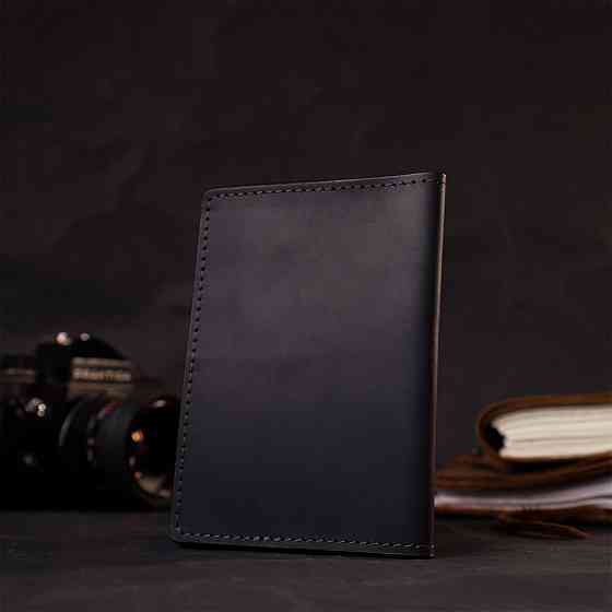 Надійна шкіряна обкладинка на паспорт з утримувачем для Apple AirTag GRANDE PELLE 11620 Чорний Київ