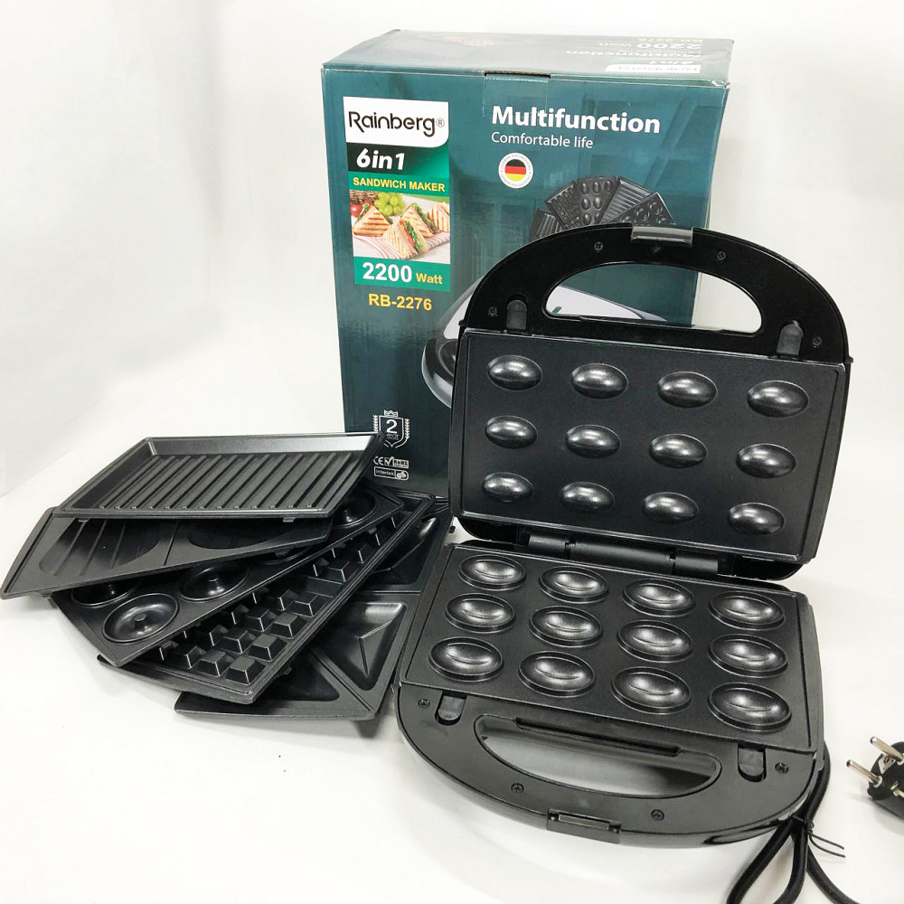 Кухонний гриль для дому, Гриль контактний комбінований для сендвічів з насадками QF-16 Івано-Франківськ - фото 3